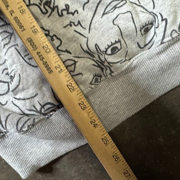 MAYA ANGELOU Gray Hoodie AOP Girls Large Pullover Line Drawing Art Fleece - Picture 5 of 6